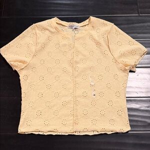 Sheer Eyelet Blouse in Soft Yellow